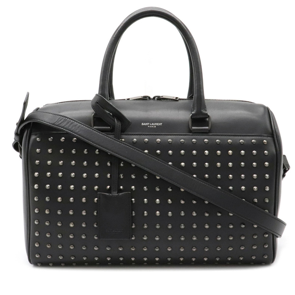 SAINT LAURENT PARIS Saint Duffle Boston Bag Shoulder Leather Black